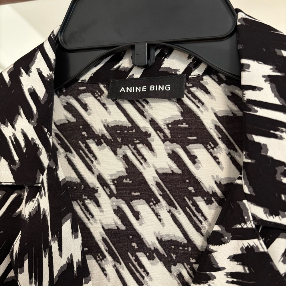 Anine Bing Aiden Houndstooth Viscose Shirt - Picture 5 of 9